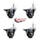 Service Caster 3'' Black Poly Swivel 7/16'' Grip Ring Stem Caster Set with Brake, 4PK SCC-GR20S314-PPUB-BLK-PLB-716138-4 - alternate 4